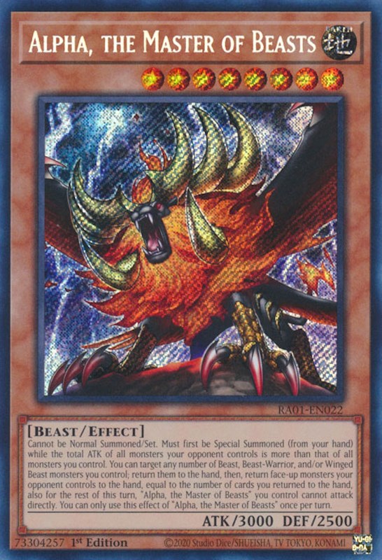 Alpha, the Master of Beasts [RA01-EN022] Secret Rare | Good Games Adelaide SA