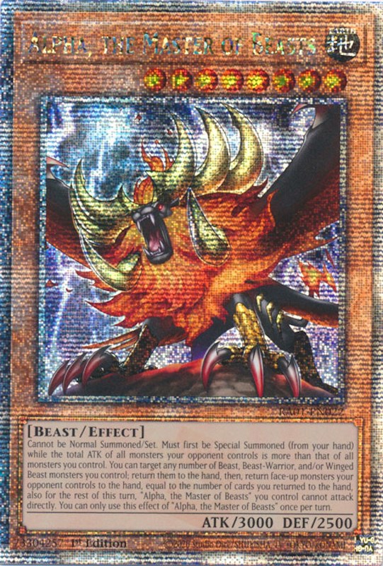 Alpha, the Master of Beasts [RA01-EN022] Quarter Century Secret Rare | Good Games Adelaide SA