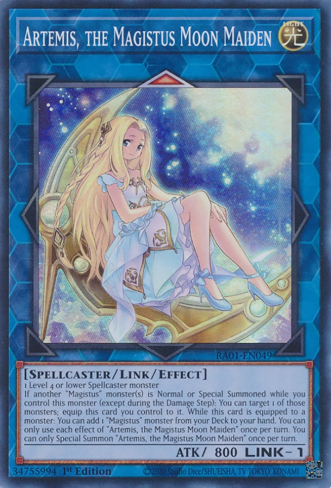 Artemis, the Magistus Moon Maiden [RA01-EN049] Super Rare | Good Games Adelaide SA