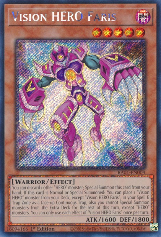 Vision HERO Faris [RA01-EN004] Platinum Secret Rare | Good Games Adelaide SA