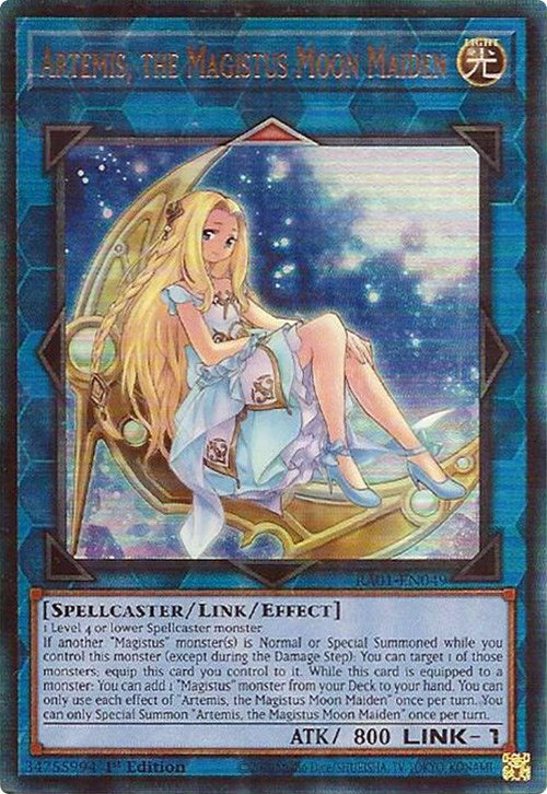 Artemis, the Magistus Moon Maiden [RA01-EN049] Prismatic Ultimate Rare | Good Games Adelaide SA
