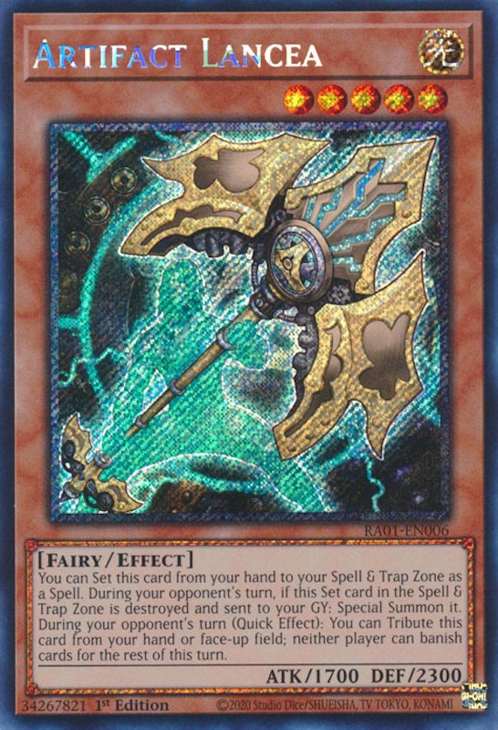Artifact Lancea [RA01-EN006] Platinum Secret Rare | Good Games Adelaide SA