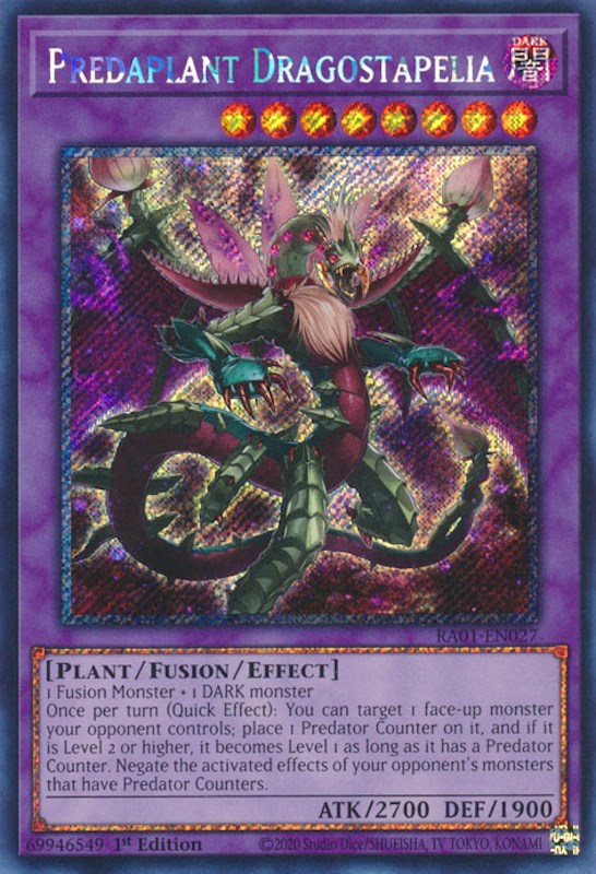 Predaplant Dragostapelia [RA01-EN027] Platinum Secret Rare | Good Games Adelaide SA