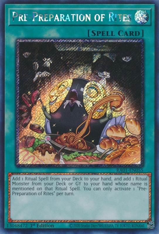 Pre-Preparation of Rites [RA01-EN055] Platinum Secret Rare | Good Games Adelaide SA