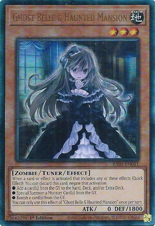 Ghost Belle & Haunted Mansion [RA01-EN011] Prismatic Ultimate Rare | Good Games Adelaide SA