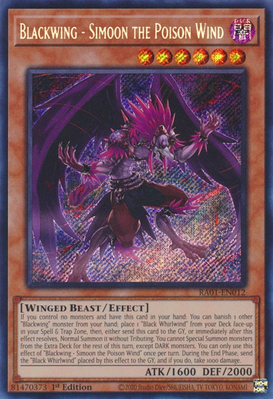 Blackwing - Simoon the Poison Wind [RA01-EN012] Secret Rare | Good Games Adelaide SA