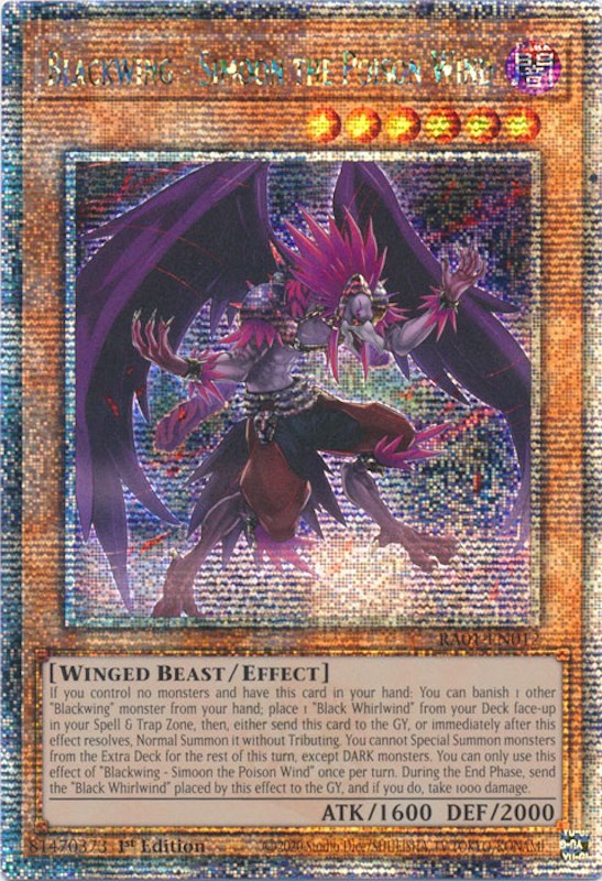 Blackwing - Simoon the Poison Wind [RA01-EN012] Quarter Century Secret Rare | Good Games Adelaide SA