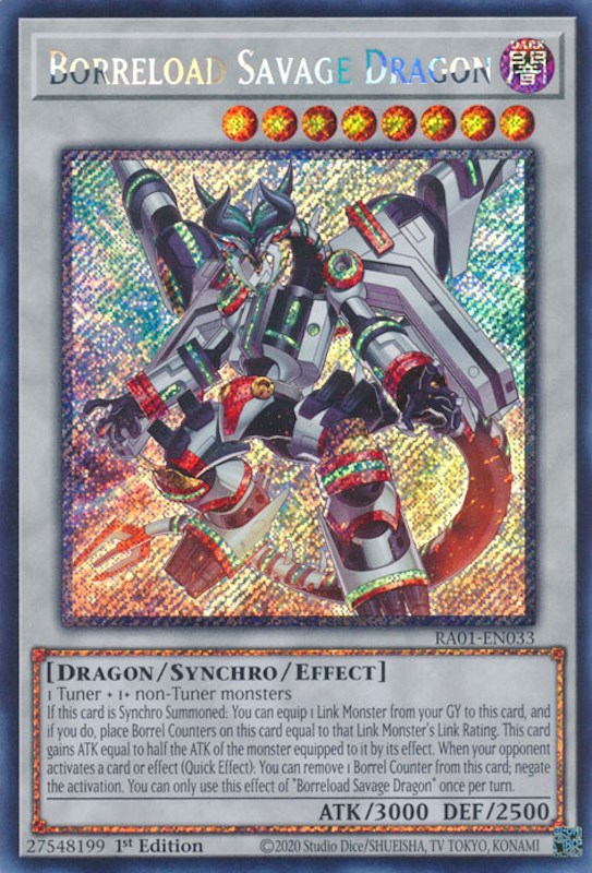 Borreload Savage Dragon [RA01-EN033] Platinum Secret Rare | Good Games Adelaide SA