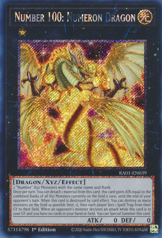 Number 100: Numeron Dragon [RA01-EN039] Platinum Secret Rare | Good Games Adelaide SA