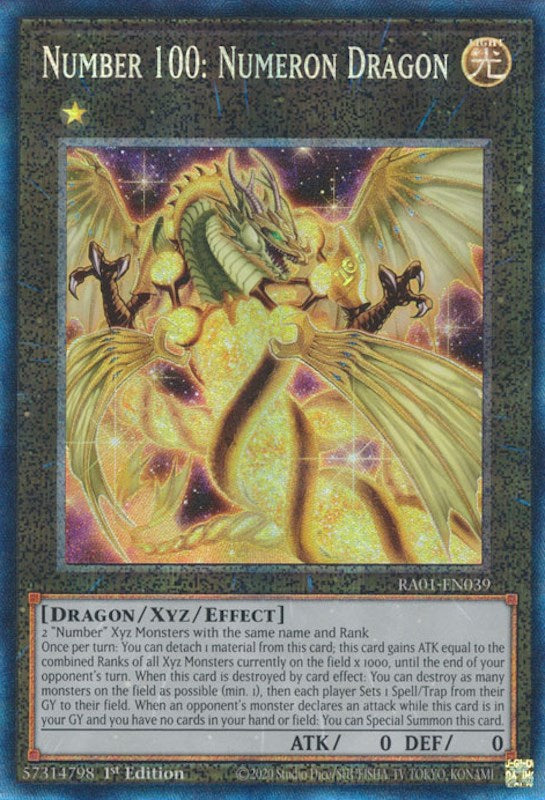 Number 100: Numeron Dragon [RA01-EN039] Prismatic Collector's Rare | Good Games Adelaide SA