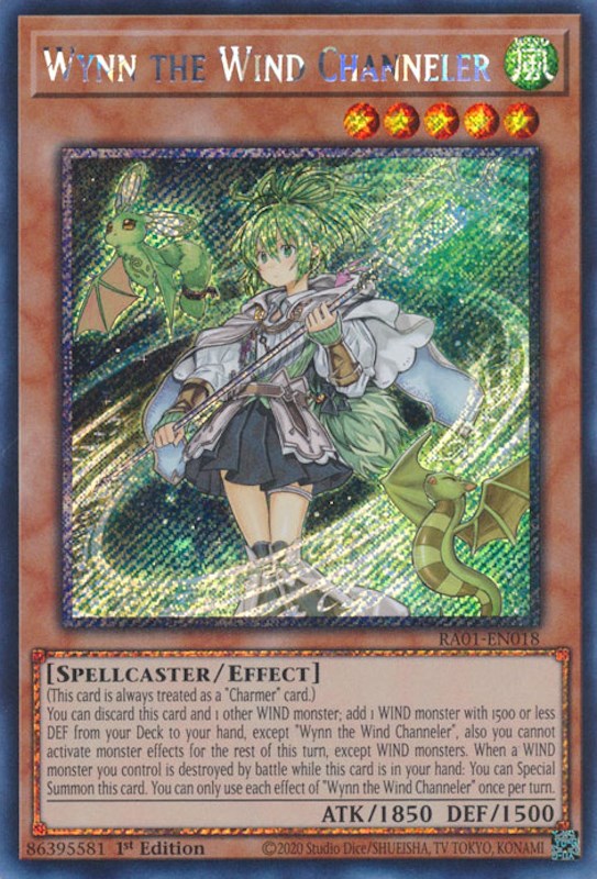 Wynn the Wind Channeler [RA01-EN018] Platinum Secret Rare | Good Games Adelaide SA