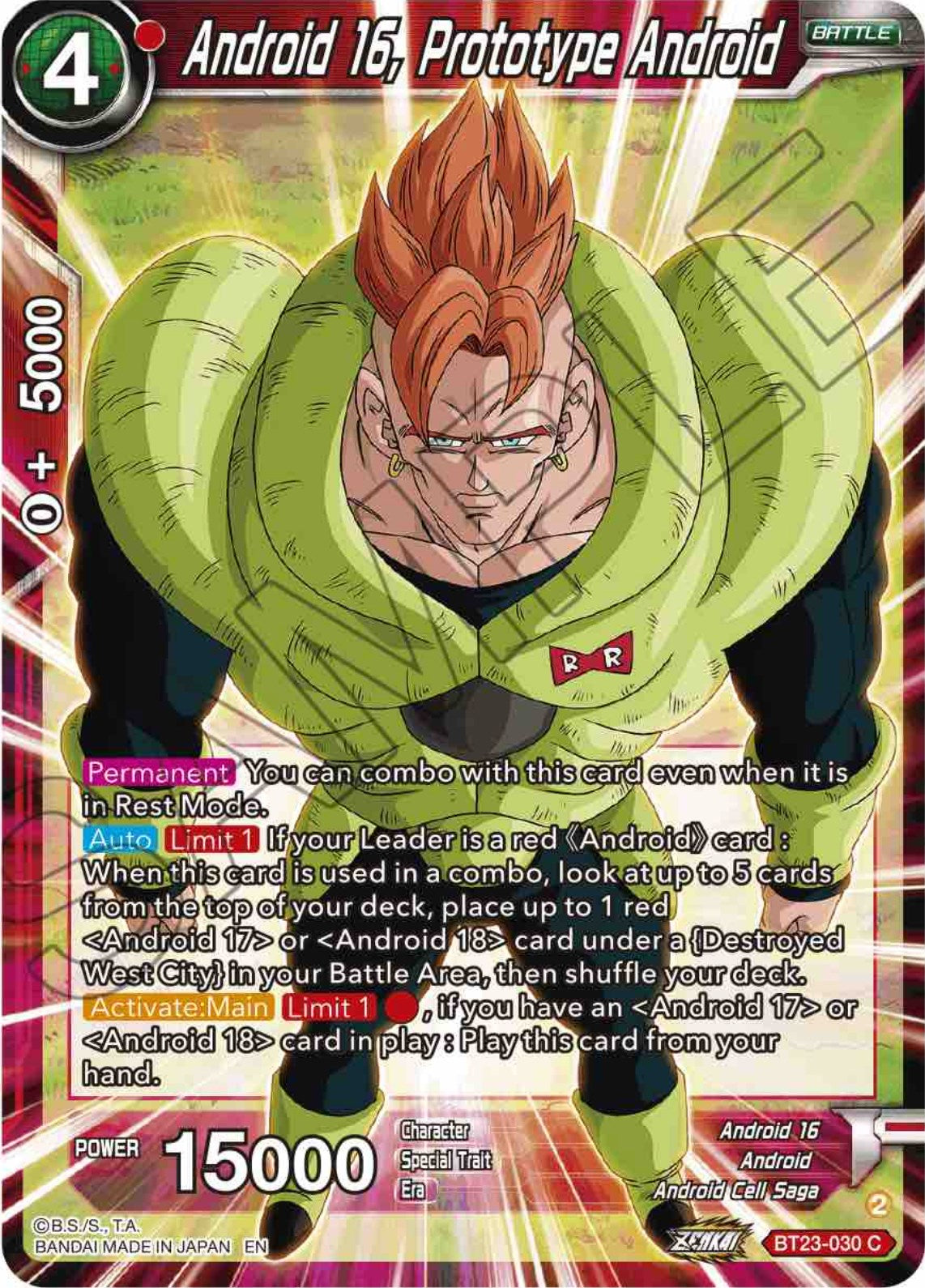 Android 16, Prototype Android (BT23-030) [Perfect Combination] | Good Games Adelaide SA