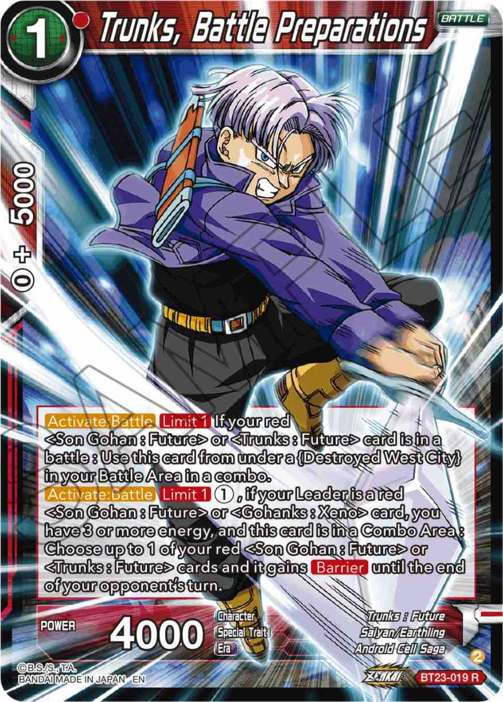 Trunks, Battle Preparations (BT23-019) [Perfect Combination] | Good Games Adelaide SA