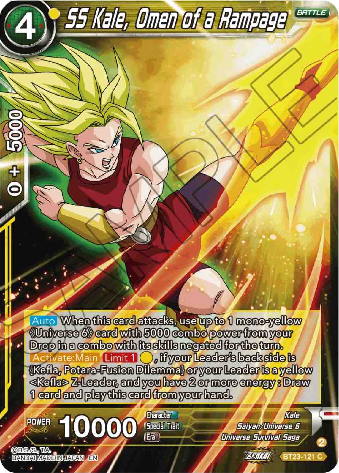 SS Kale, Omen of a Rampage (BT23-121) [Perfect Combination] | Good Games Adelaide SA