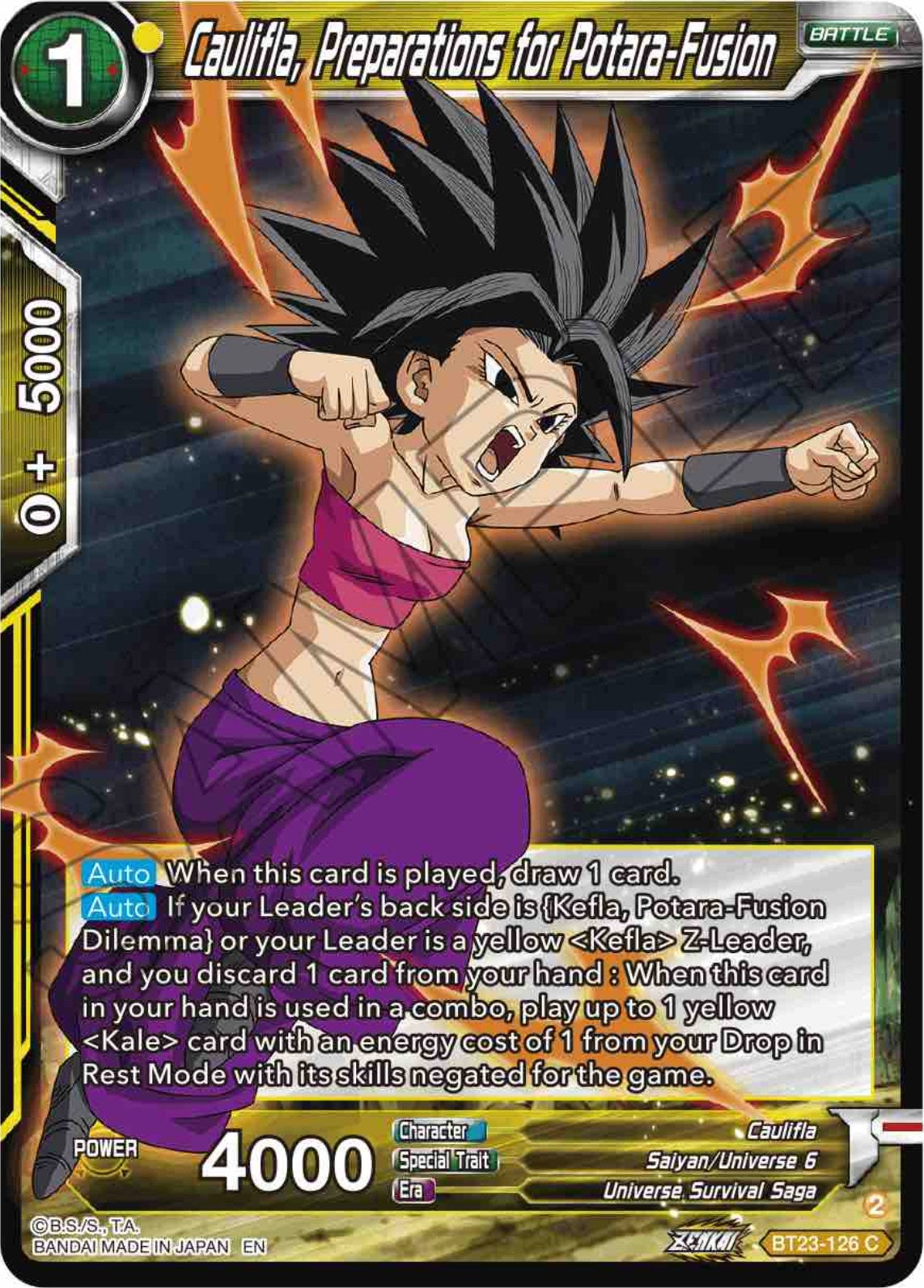 Caulifla, Preparations for Potara-Fusion (BT23-126) [Perfect Combination] | Good Games Adelaide SA