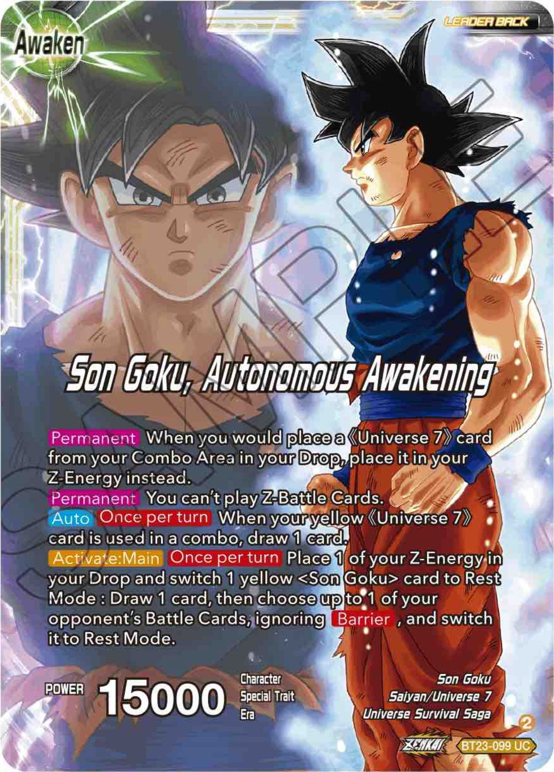 SSB Son Goku // Son Goku, Autonomous Awakening (BT23-099) [Perfect Combination] | Good Games Adelaide SA