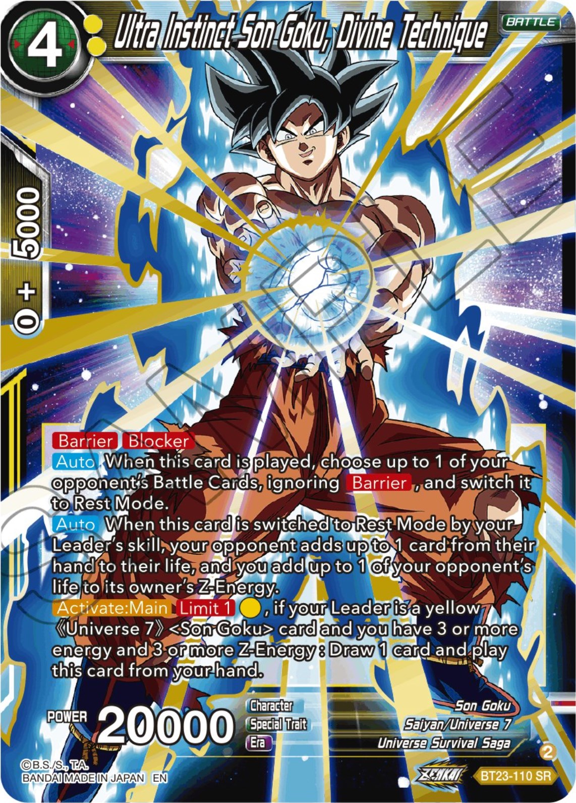 Ultra Instinct Son Goku, Divine Technique (BT23-110) [Perfect Combination] | Good Games Adelaide SA