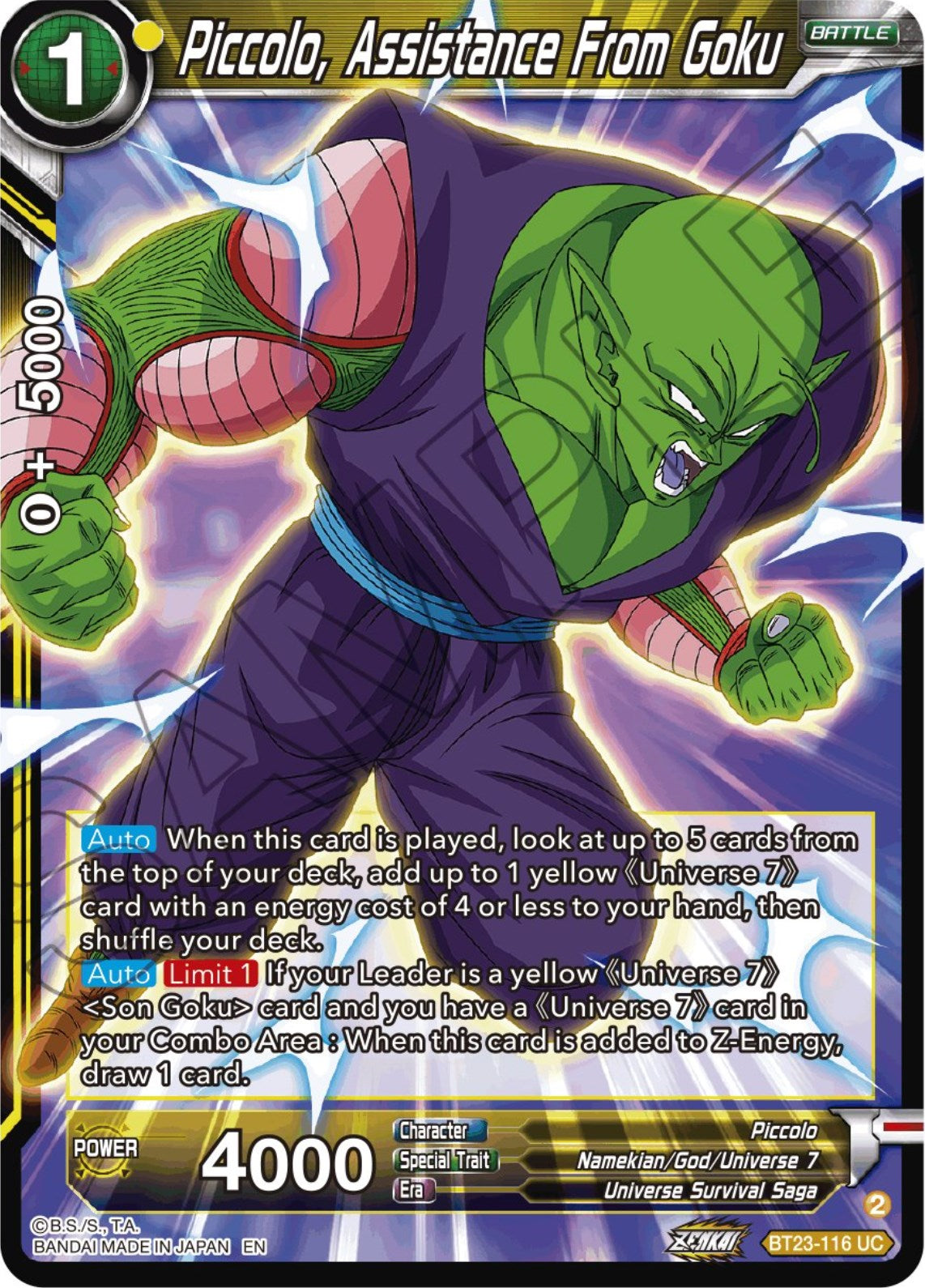 Piccolo, Assistance From Goku (BT23-116) [Perfect Combination] | Good Games Adelaide SA