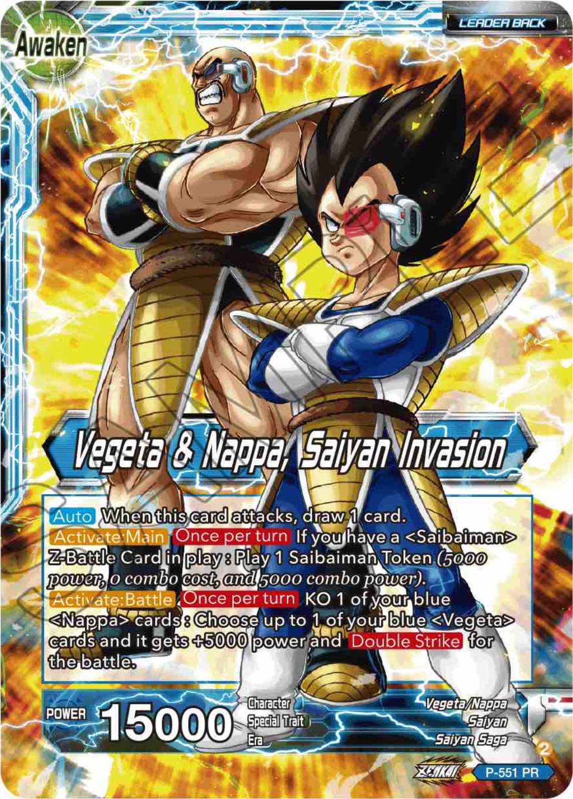 Nappa // Vegeta & Nappa, Saiyan Invasion (P-551) [Promotion Cards] | Good Games Adelaide SA