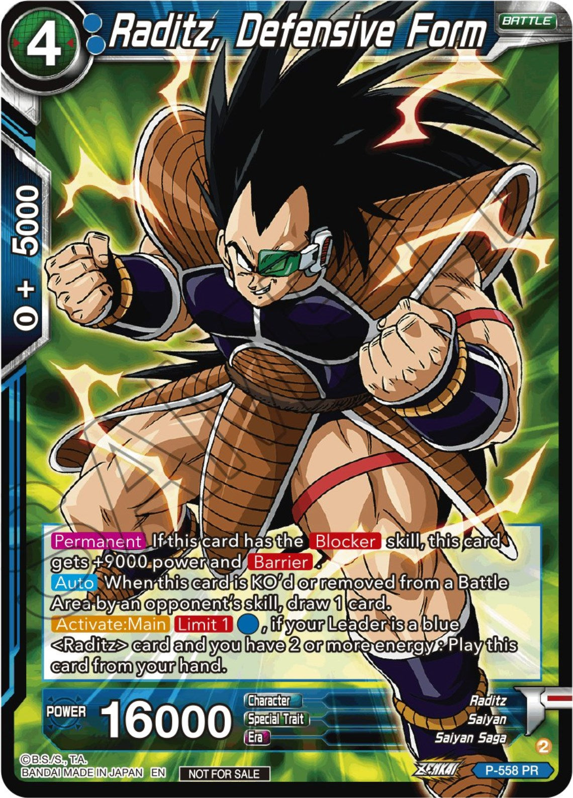 Raditz, Defensive Form (Zenkai Series Tournament Pack Vol.6) (P-558) [Tournament Promotion Cards] | Good Games Adelaide SA