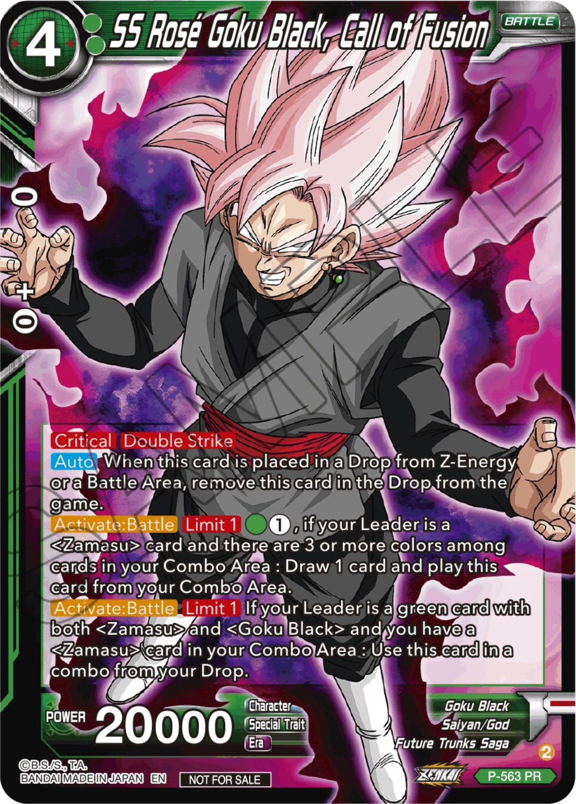 SS Rose Goku Black, Call of Fusion (Zenkai Series Tournament Pack Vol.6) (P-563) [Tournament Promotion Cards] | Good Games Adelaide SA