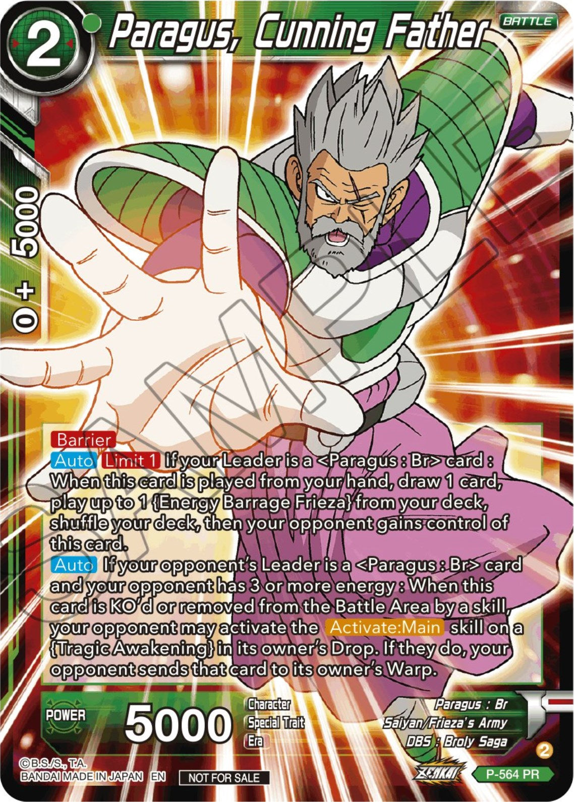 Paragus, Cunning Father (Zenkai Series Tournament Pack Vol.6) (P-564) [Tournament Promotion Cards] | Good Games Adelaide SA