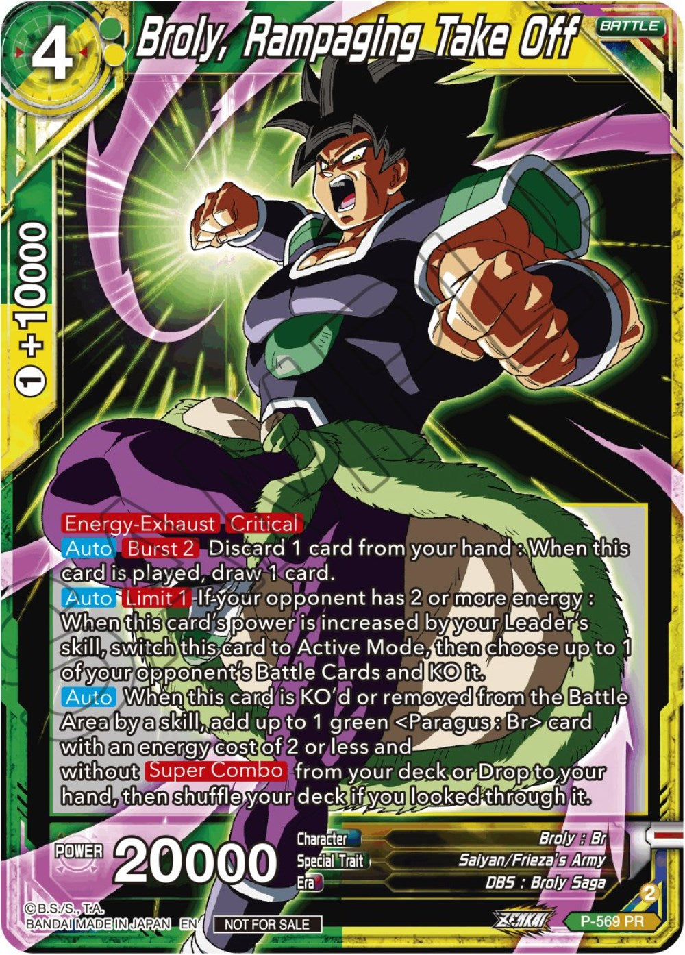 Broly, Rampaging Take Off (Zenkai Series Tournament Pack Vol.6) (P-569) [Tournament Promotion Cards] | Good Games Adelaide SA