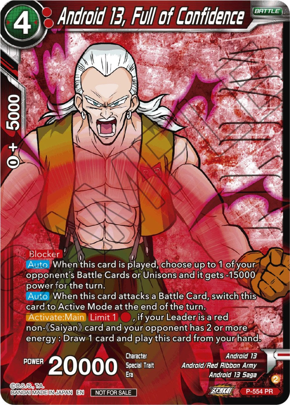 Android 13, Full of Confidence (Zenkai Series Tournament Pack Vol.6) (Winner) (P-554) [Tournament Promotion Cards] | Good Games Adelaide SA
