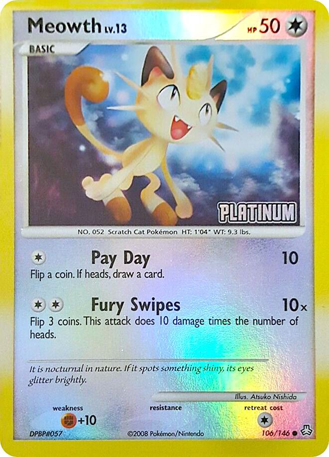 Meowth 106 146 Platinum 106/146 (Burger King Promos)  - Reverse Holofoil | Good Games Adelaide SA
