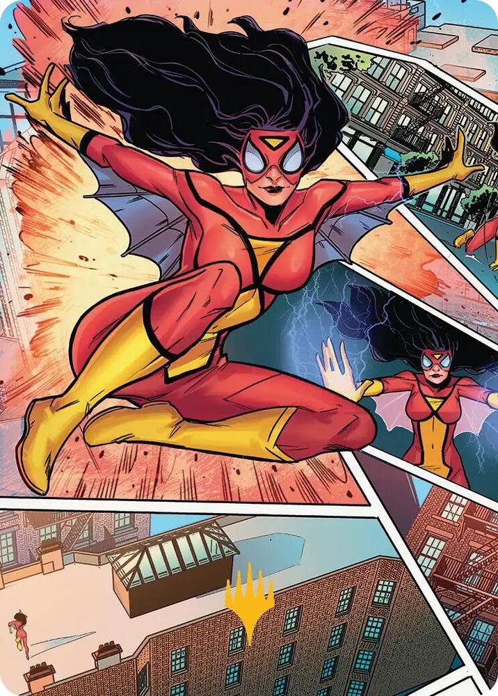 Spider Woman Stunning Savior Art Card Gold Stamped Planeswalker Symbol 51 (Art Series: Marvel's Spider-Man)  | Good Games Adelaide SA