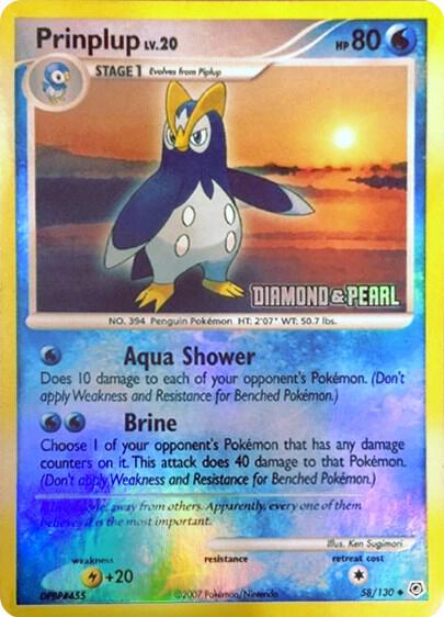 Prinplup 58 130 Diamond and Pearl 058/130 (Burger King Promos)  - Holofoil | Good Games Adelaide SA