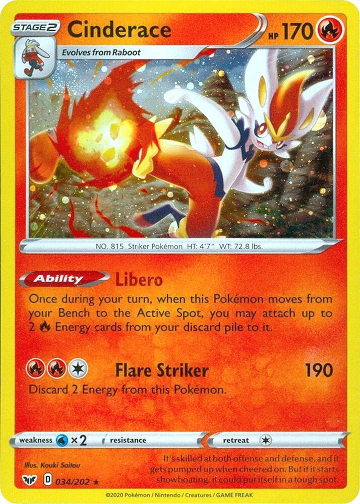 Cinderace 034/202 (Miscellaneous Cards & Products)  - Cosmo Holofoil | Good Games Adelaide SA