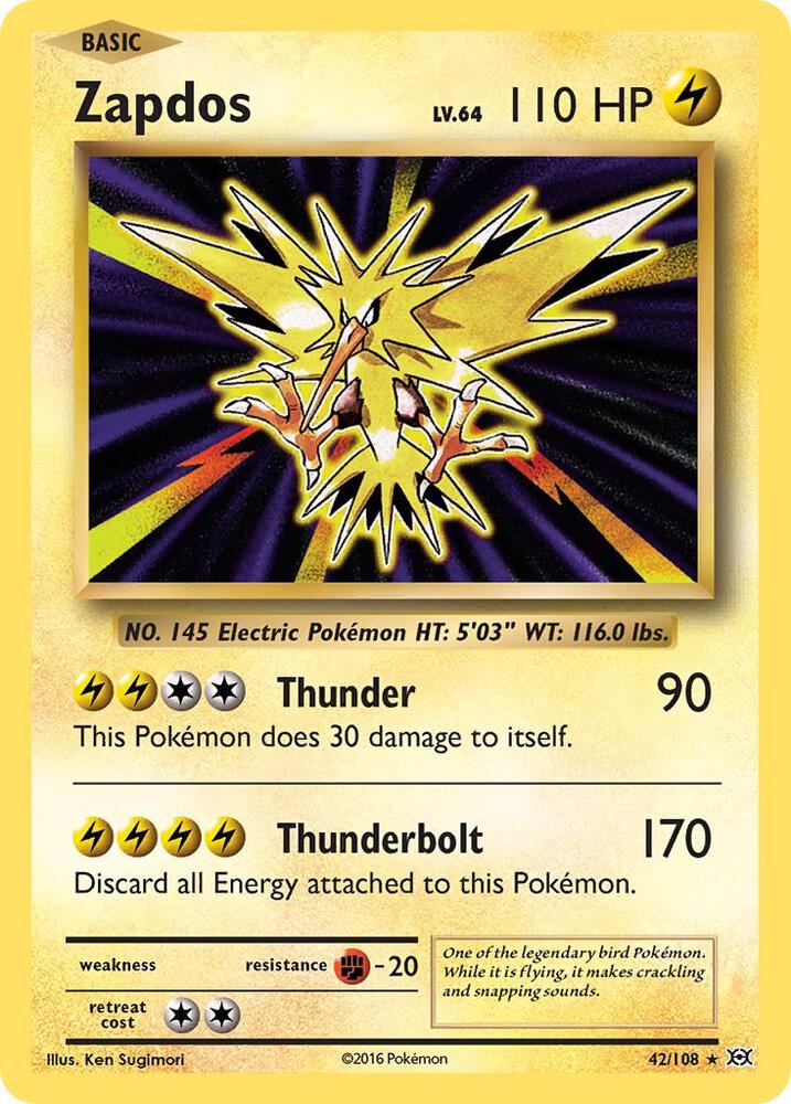 Zapdos 42/108 (XY - Evolutions)  - Holofoil | Good Games Adelaide SA