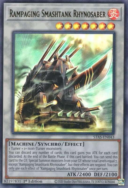 Rampaging Smashtank Rhynosaber [STAS-EN043] Ultra Rare | Good Games Adelaide SA