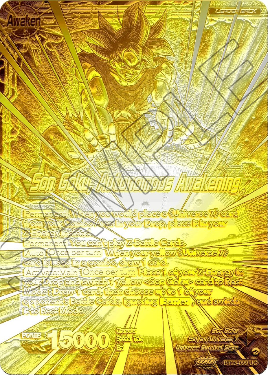 SSB Son Goku // Son Goku, Autonomous Awakening (2023 Championship Finals) (Gold Metal Foil) (BT23-099) [Tournament Promotion Cards] | Good Games Adelaide SA