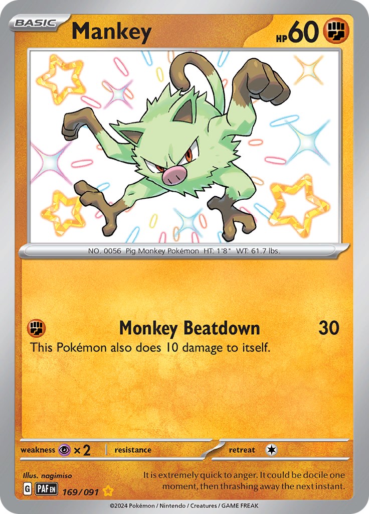 Mankey (169/091) [Scarlet & Violet: Paldean Fates] | Good Games Adelaide SA