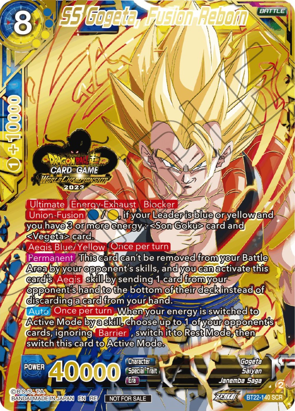 SS Gogeta, Fusion Reborn (2023 World Championship Stamp) (BT22-140) [Tournament Promotion Cards] | Good Games Adelaide SA