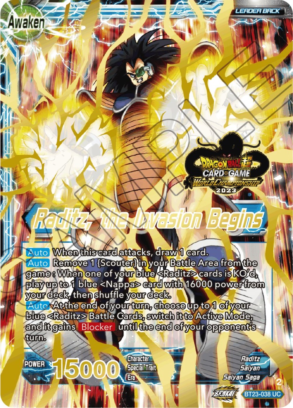 Raditz // Raditz, the Invasion Begins (2023 Worlds ZENKAI 06 Leader Set) (BT23-038) [Tournament Promotion Cards] | Good Games Adelaide SA
