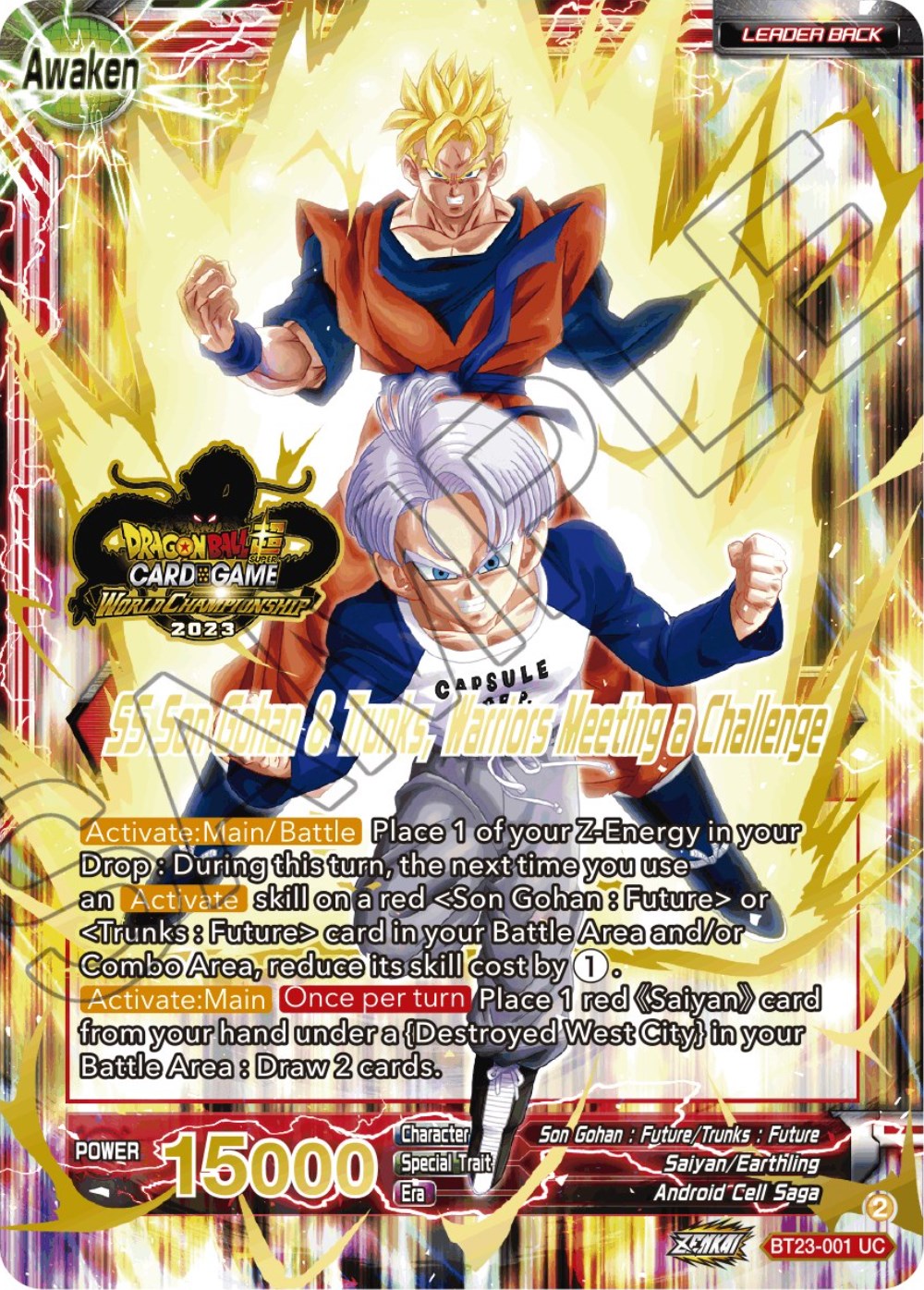 Son Gohan & Trunks // SS Son Gohan & Trunks, Warriors Meeting a Challenge (2023 Worlds ZENKAI 06 Leader Set) (BT23-001) [Tournament Promotion Cards] | Good Games Adelaide SA