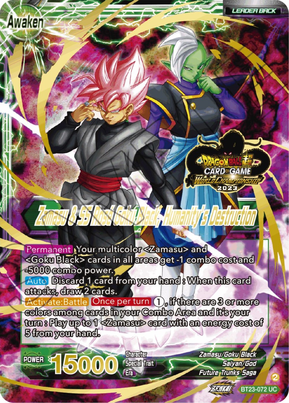Zamasu & Goku Black // Zamasu & SS Rose Goku Black, Humanity's Destruction (2023 Worlds ZENKAI 06 Leader Set) (BT23-072) [Tournament Promotion Cards] | Good Games Adelaide SA
