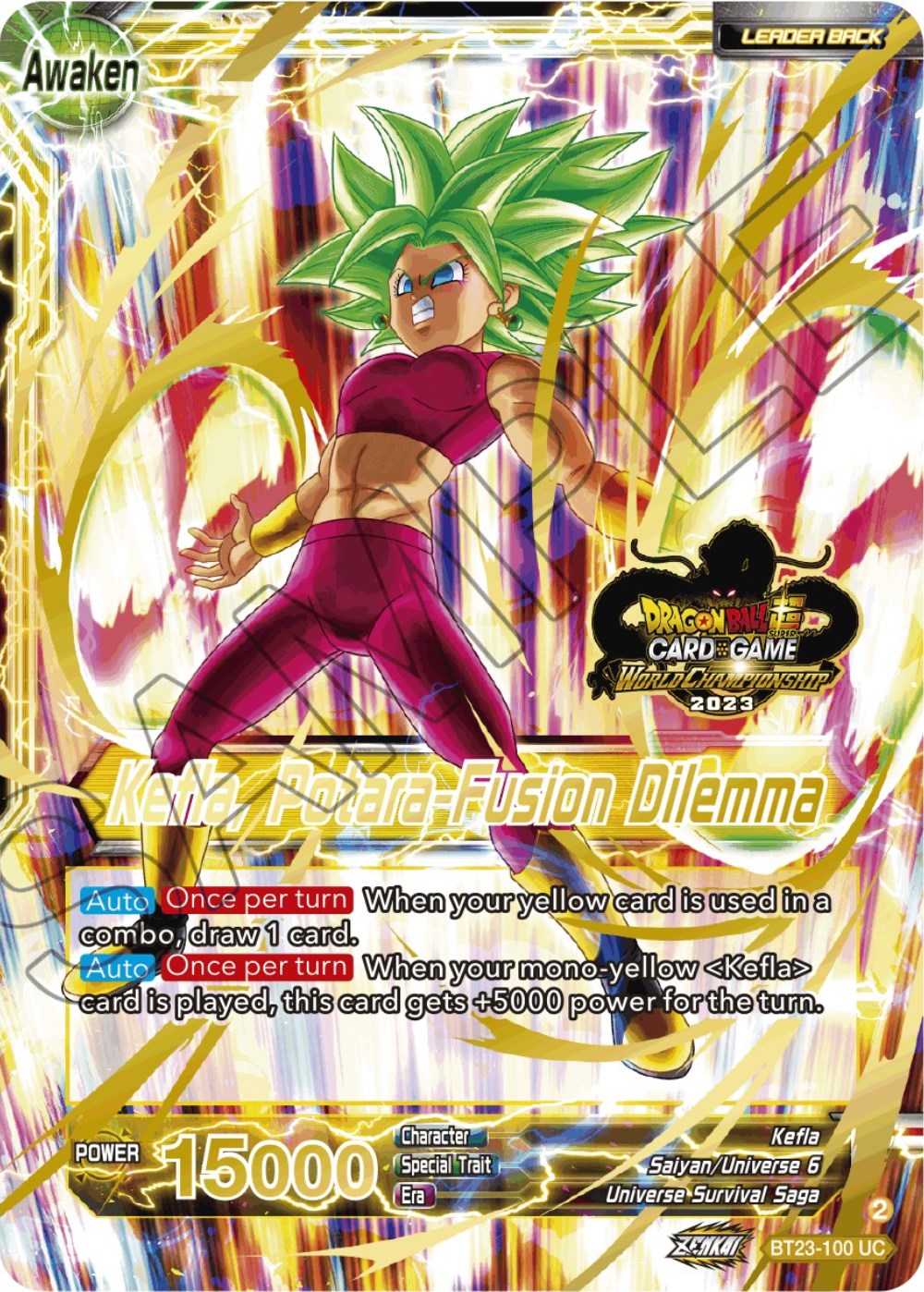 Kale & Caulifla // Kefla, Potara-Fusion Dilemma (2023 Worlds ZENKAI 06 Leader Set) (BT23-100) [Tournament Promotion Cards] | Good Games Adelaide SA
