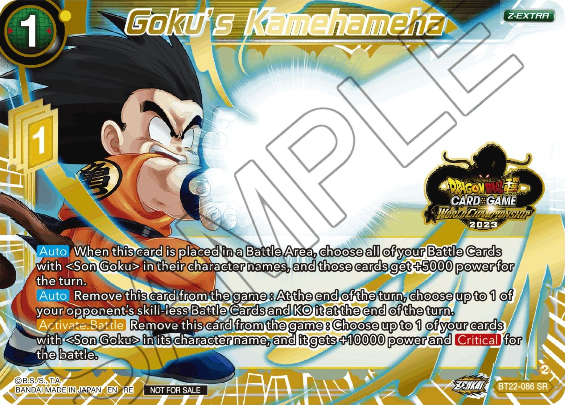 Goku's Kamehameha (2023 World Championship Z-Extra Card Set) (BT22-086) [Tournament Promotion Cards] | Good Games Adelaide SA