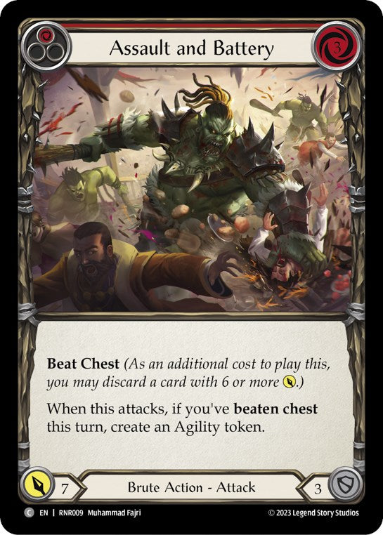 Assault and Battery (Red) [RNR009] (Rhinar Hero Deck) | Good Games Adelaide SA