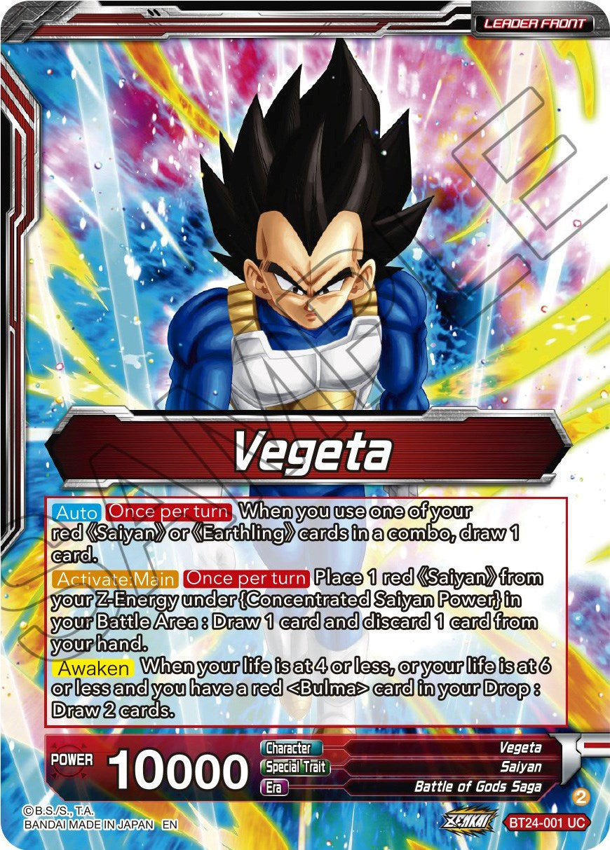 Vegeta // Vegeta, Awakened Feelings (BT24-001) [Beyond Generations Prerelease Promos] | Good Games Adelaide SA