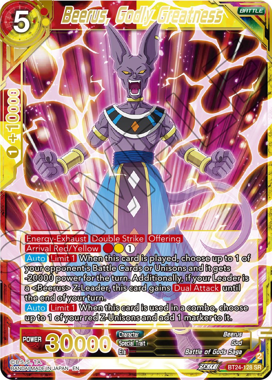 Beerus, Godly Greatness (BT24-128) [Beyond Generations] | Good Games Adelaide SA