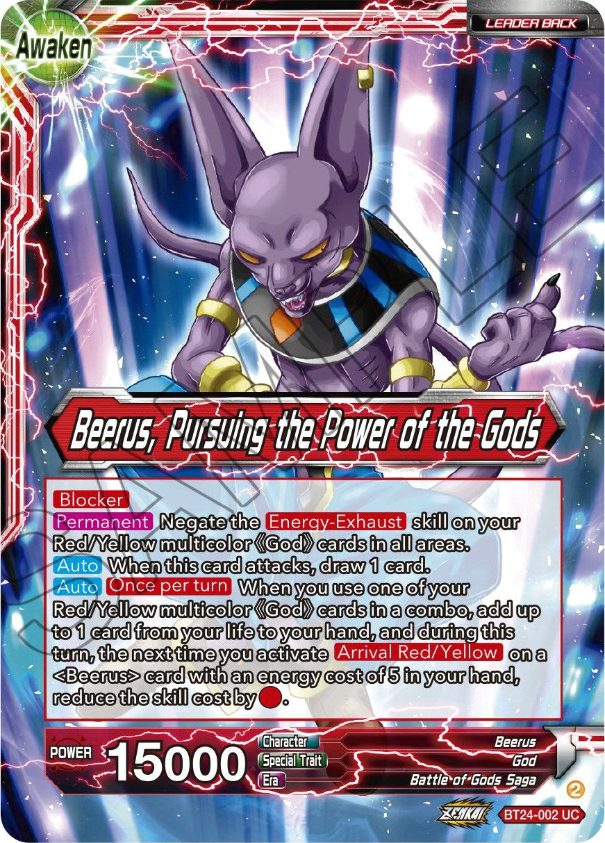 Beerus // Beerus, Pursuing the Power of the Gods (BT24-002) [Beyond Generations] | Good Games Adelaide SA