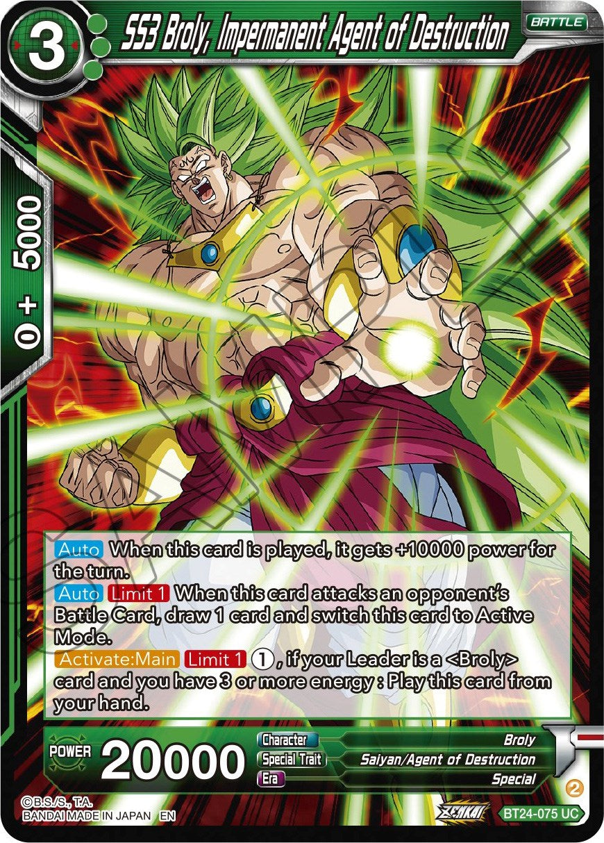 SS3 Broly, Impermanent Agent of Destruction (BT24-075) [Beyond Generations] | Good Games Adelaide SA