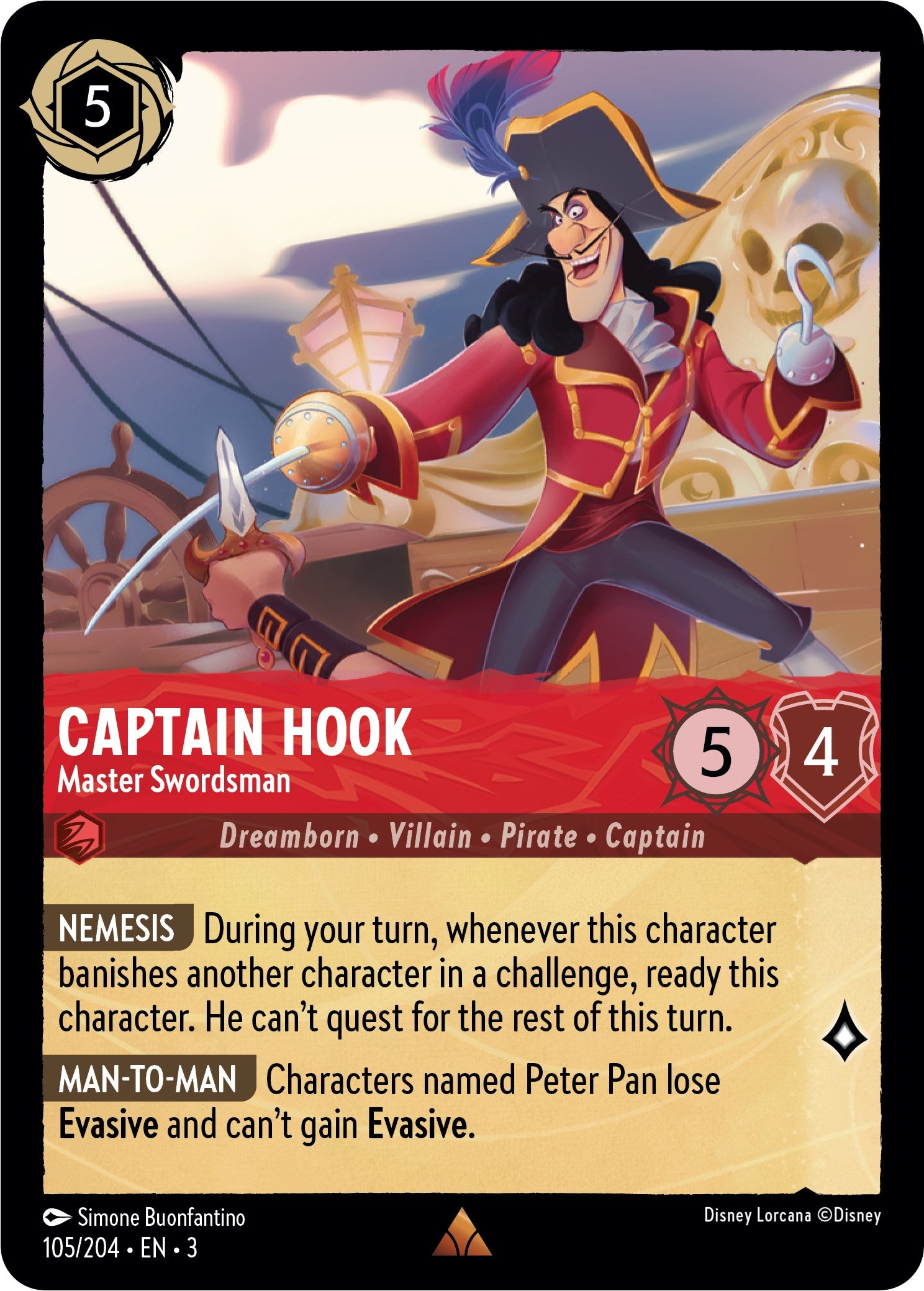 Captain Hook - Master Swordsman (105/204) [Into the Inklands] | Good Games Adelaide SA