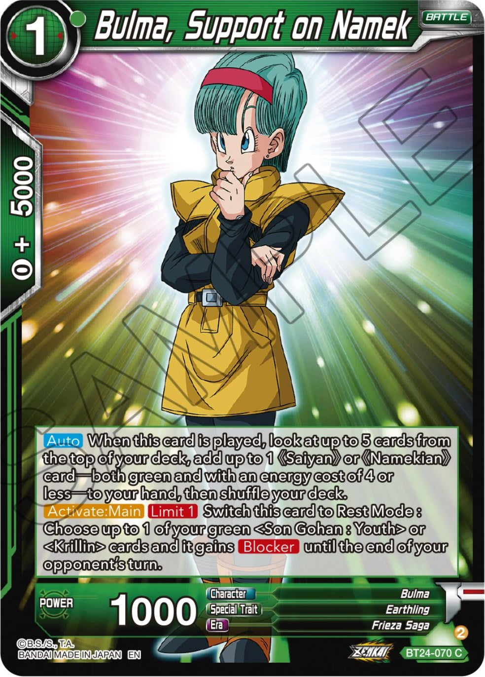Bulma, Support on Namek (BT24-070) [Beyond Generations] | Good Games Adelaide SA