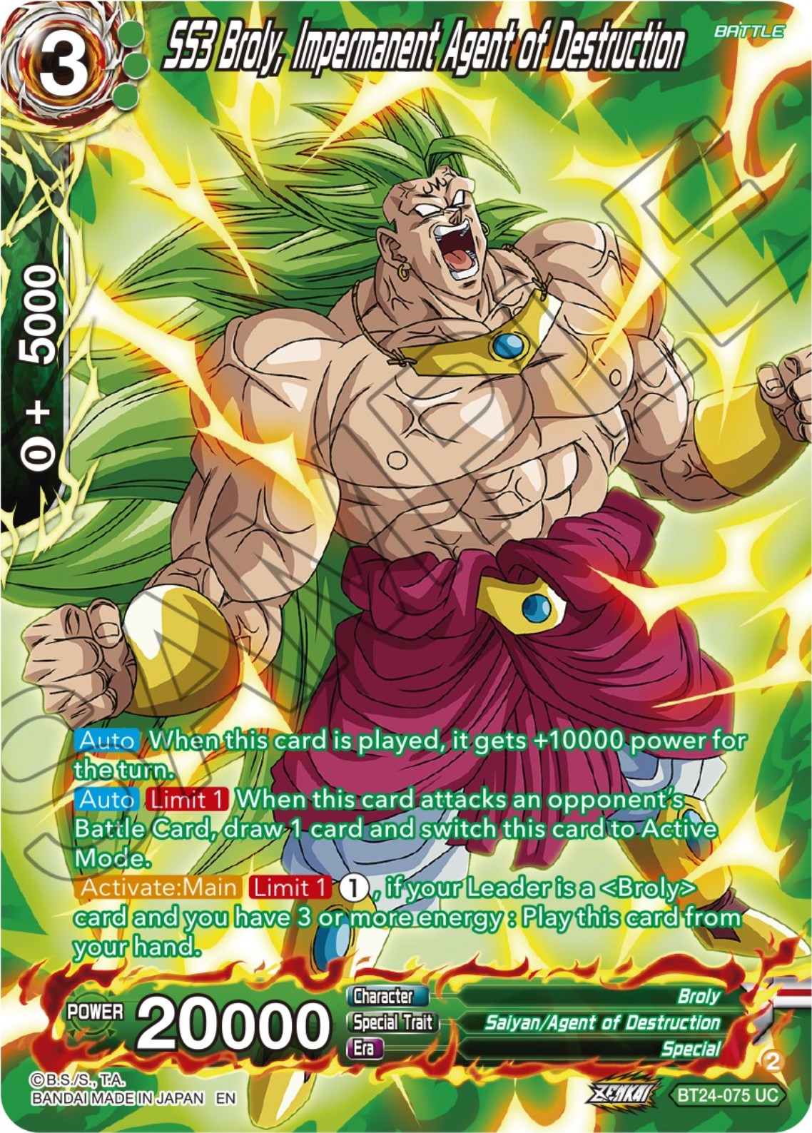 SS3 Broly, Impermanent Agent of Destruction (Collector Booster) (BT24-075) [Beyond Generations] | Good Games Adelaide SA